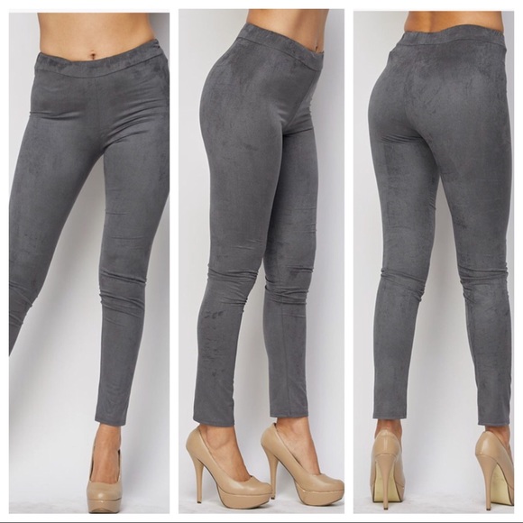 HILLARY-Faux Suede Leggings - Picture 4 of 5